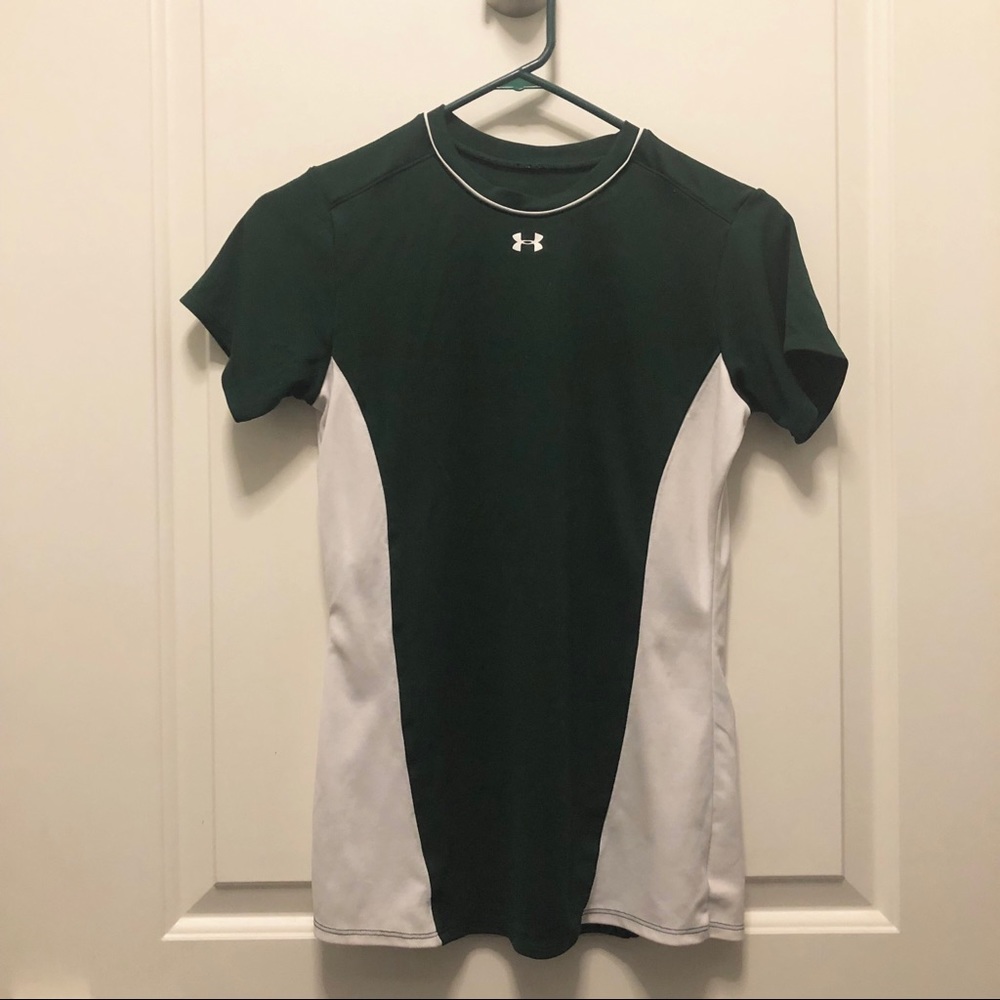 Under Armor Green White Short Sleeves Jersey Tee T-Shirt Shirt Top XS X-Small